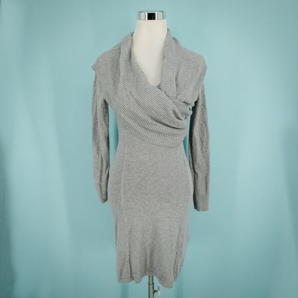 Athleta Size XS Sochi Gray Draped Wrap Cowl Long Sleeve Organic Cotton Dress - Picture 1 of 6